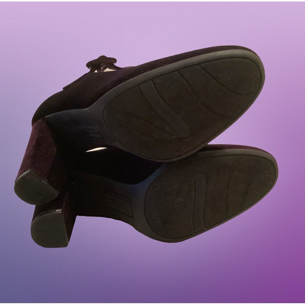 Christian Soriano Purple Velveteen Heels Mary Jane Chunky Block Pumps Sz 6.5 - Picture 7 of 8